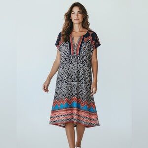 Laundry by Shelli Segal ladies, short sleeve V-neck dress fully lined large